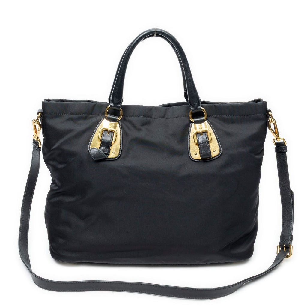 Prada Shopping Tote Bag Black Nylon Canvas — view 5