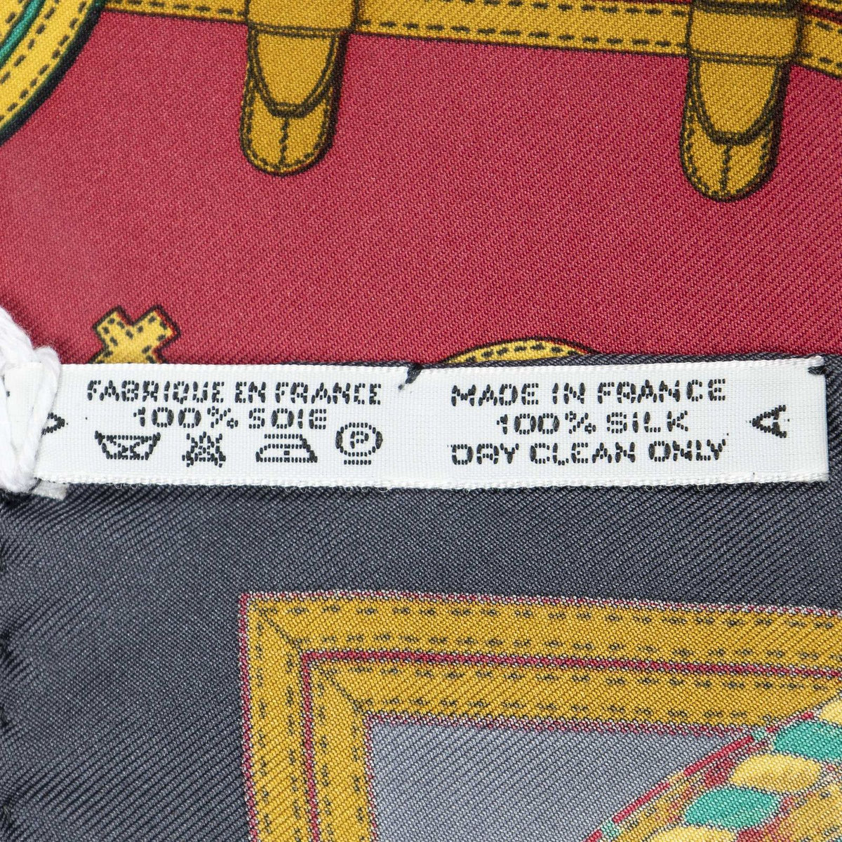 Hermes Handkerchief Red Gray Gold 100% Twill Silk — view 5