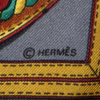 Hermes Handkerchief Red Gray Gold 100% Twill Silk — view 4