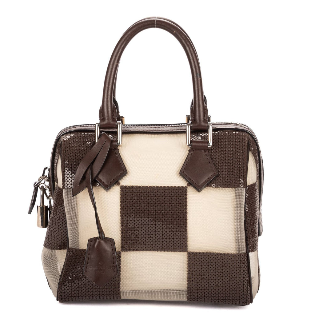 Louis Vuitton Spring Collection Mini Speedy Cube Dark Brown Beige Damier Check