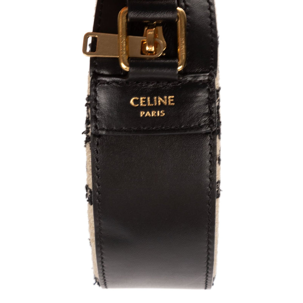 Celine Round Purse Crossbody Black Beige Triomphe Embroidery Canvas — view 7