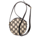 Celine Round Purse Crossbody Black Beige Triomphe Embroidery Canvas