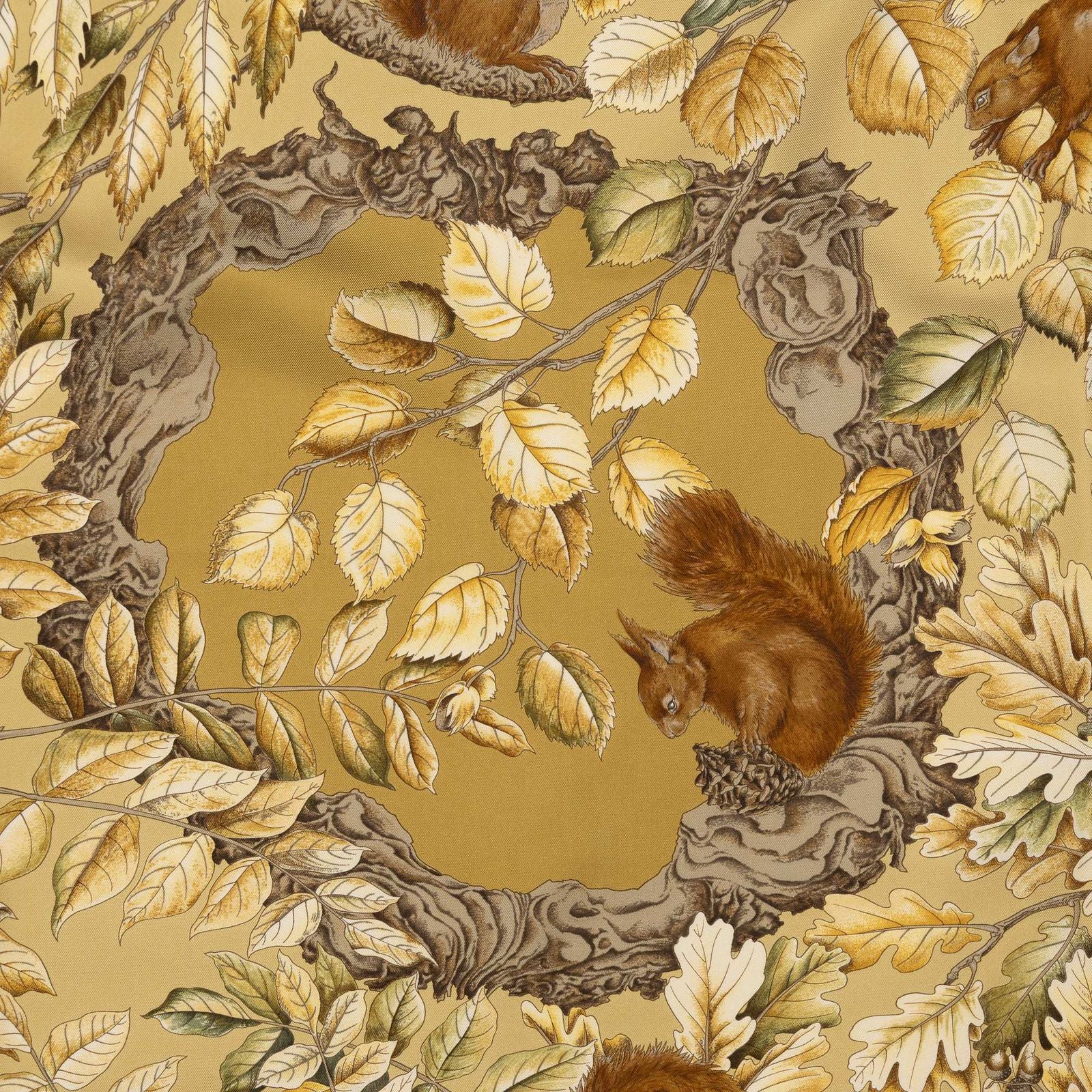 Hermes Scarf Gold Green Brown Silk — view 3