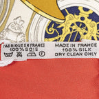 Hermes Scarf Red Gold Beige Silk — view 5