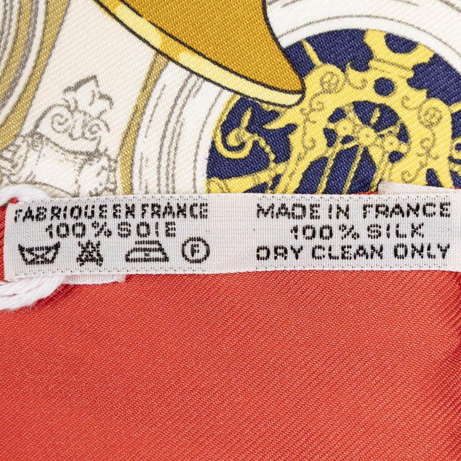 Hermes Scarf Red Gold Beige Silk — view 5