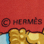 Hermes Scarf Red Gold Beige Silk — view 4