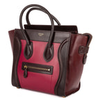 Celine Micro Tricolor Luggage Dark Brown Pink Burgundy Grain Calfskin Leather — view 2