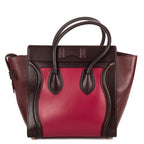 Celine Micro Tricolor Luggage Dark Brown Pink Burgundy Grain Calfskin Leather — view 5