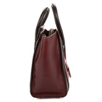 Celine Micro Tricolor Luggage Dark Brown Pink Burgundy Grain Calfskin Leather — view 4