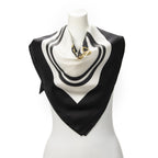 Hermes Scarf Black Ivory Twill Silk