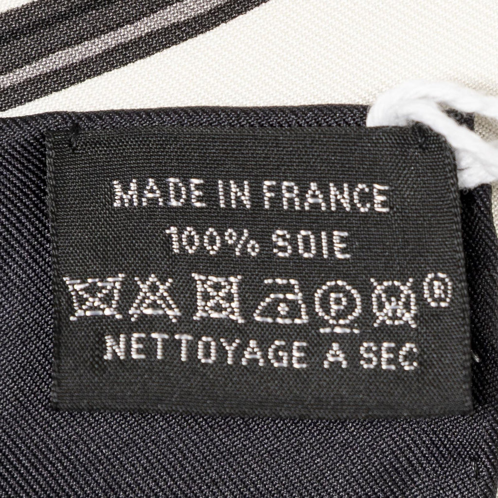 Hermes Scarf Black Ivory Twill Silk — view 5