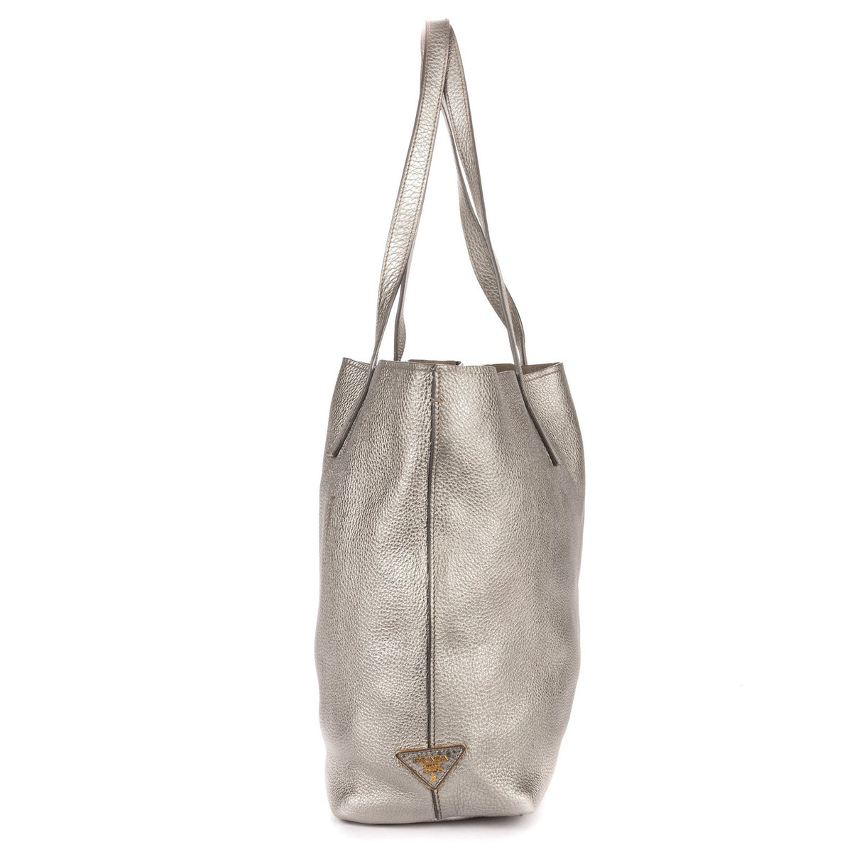 Prada GG Tote Bag Metallic Silver Grain Calfskin Leather — view 4
