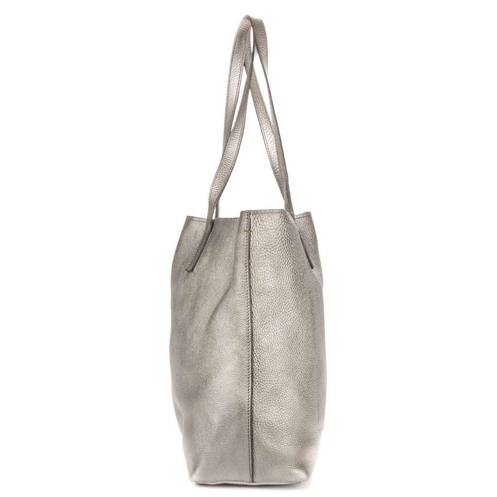 Prada GG Tote Bag Metallic Silver Grain Calfskin Leather — view 3