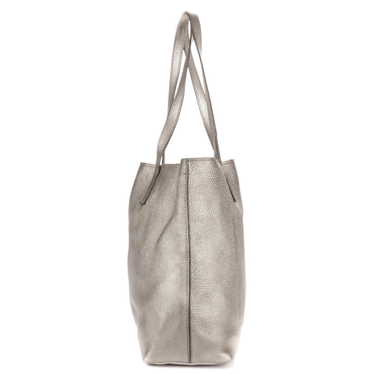 Prada GG Tote Bag Metallic Silver Grain Calfskin Leather — view 3