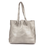 Prada GG Tote Bag Metallic Silver Grain Calfskin Leather