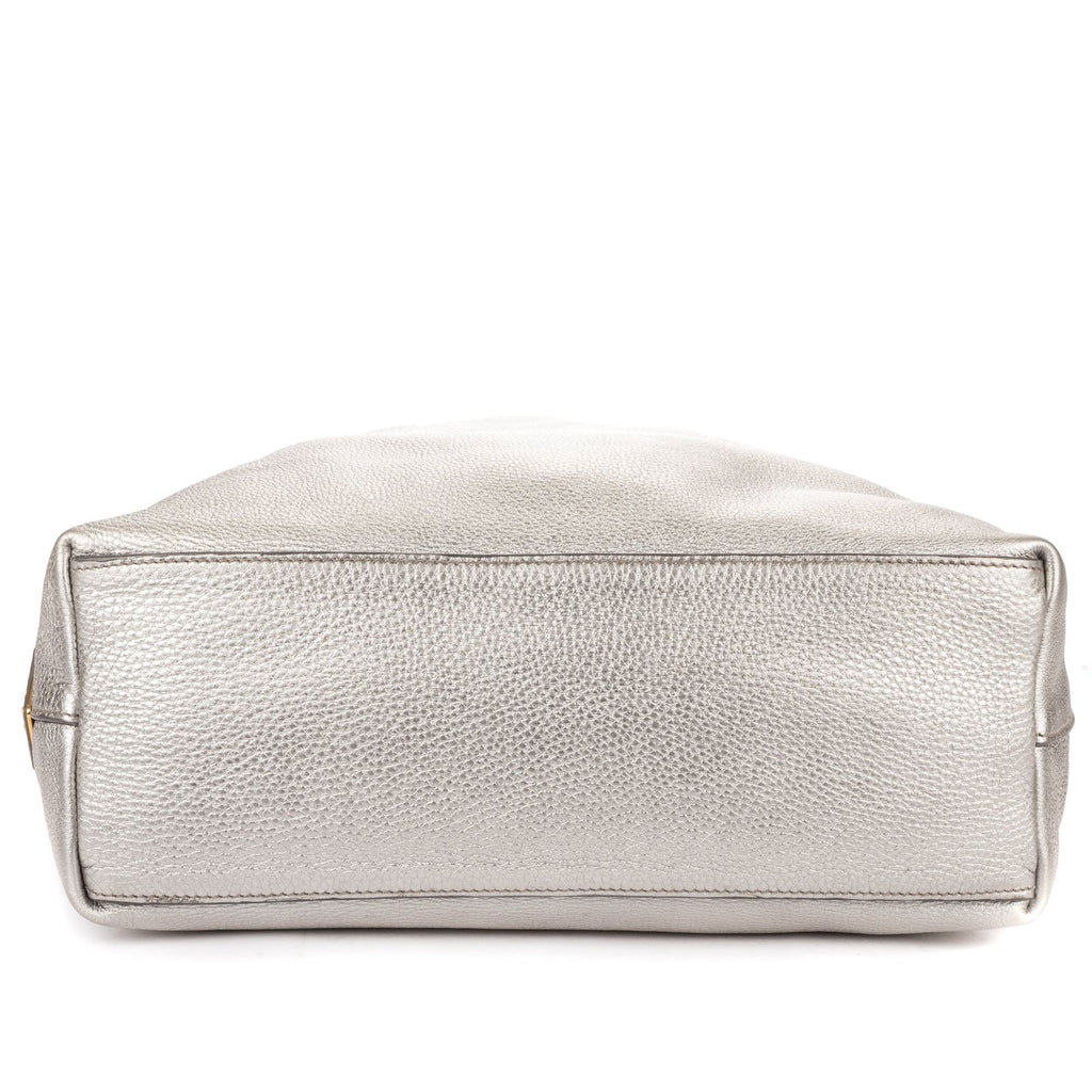 Prada GG Tote Bag Metallic Silver Grain Calfskin Leather — view 6