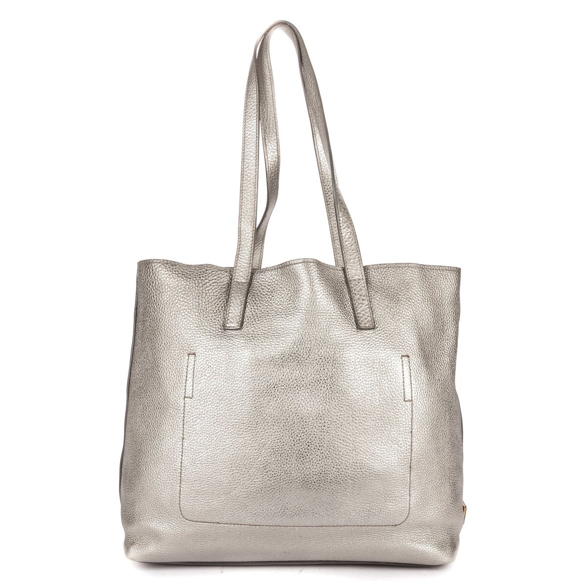Prada GG Tote Bag Metallic Silver Grain Calfskin Leather — view 5