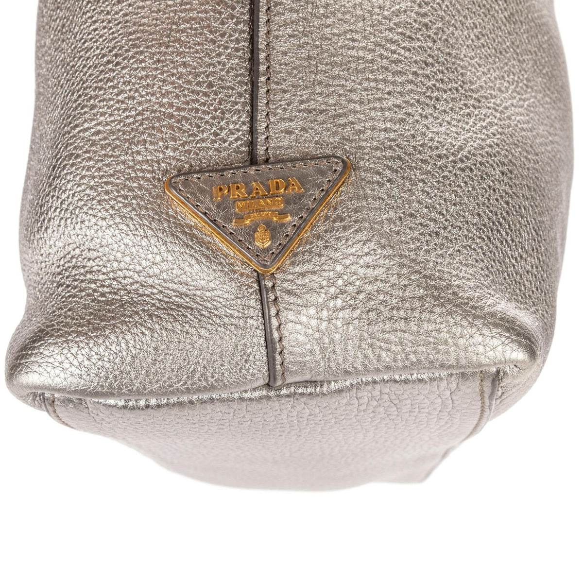 Prada GG Tote Bag Metallic Silver Grain Calfskin Leather — view 8