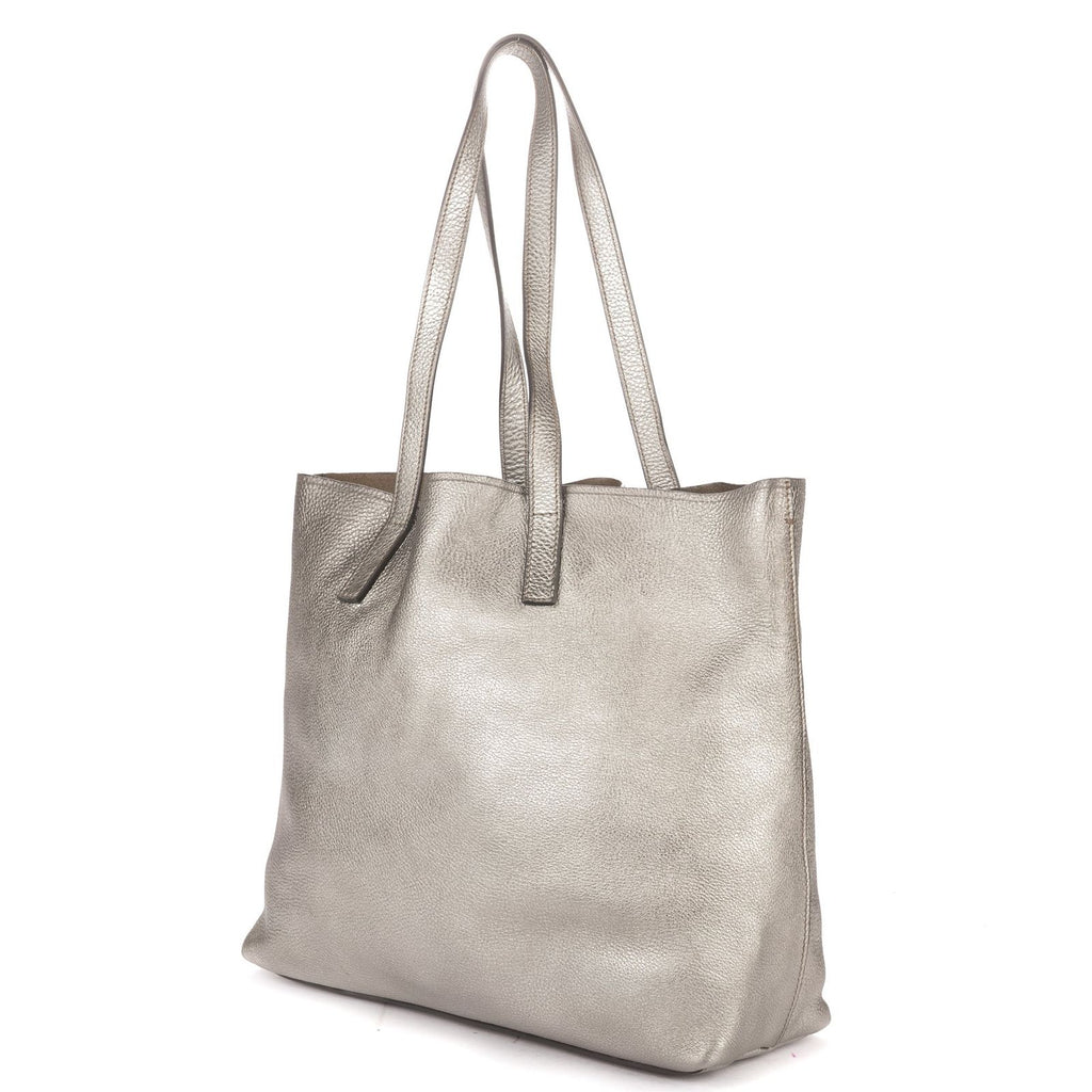 Prada GG Tote Bag Metallic Silver Grain Calfskin Leather — view 2