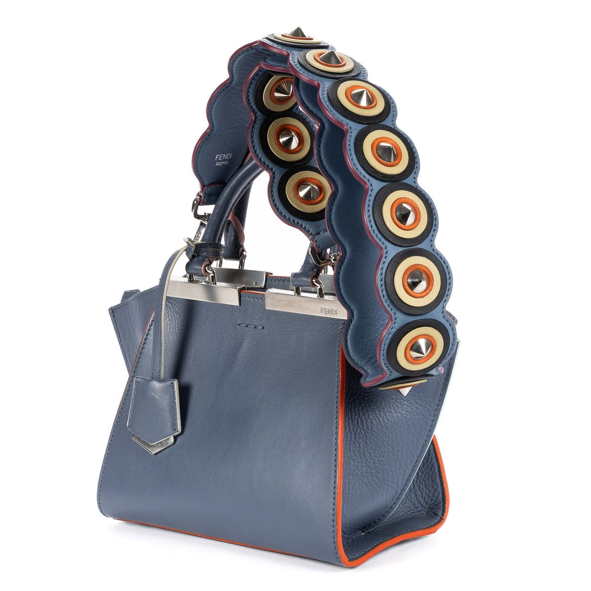 Fendi Mini Light Blue Calfskin Leather Shoulder Bag — view 2
