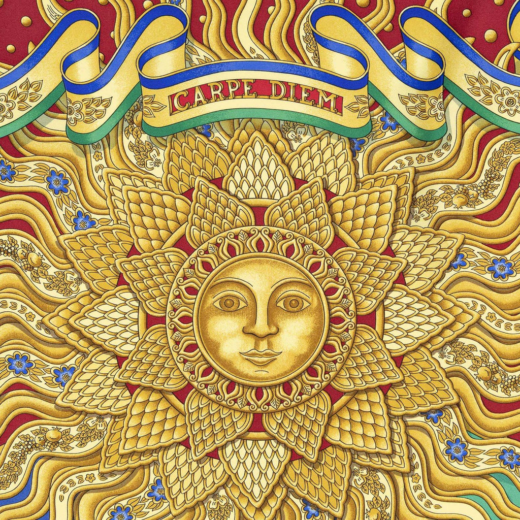 Hermes Scarf Red Gold Blue Silk — view 3