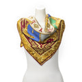 Hermes Scarf Red Gold Blue Silk