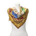 Hermes Scarf Red Gold Blue Silk