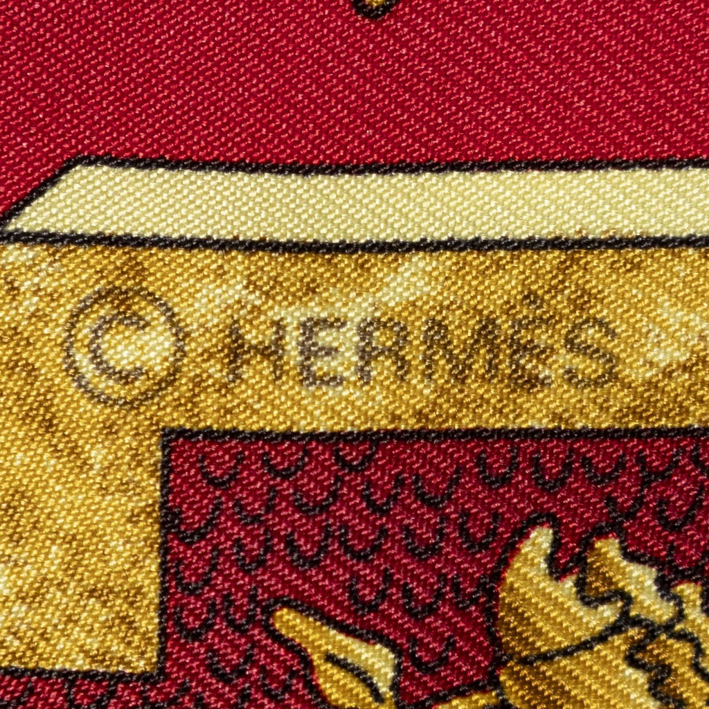 Hermes Scarf Red Gold Blue Silk — view 4