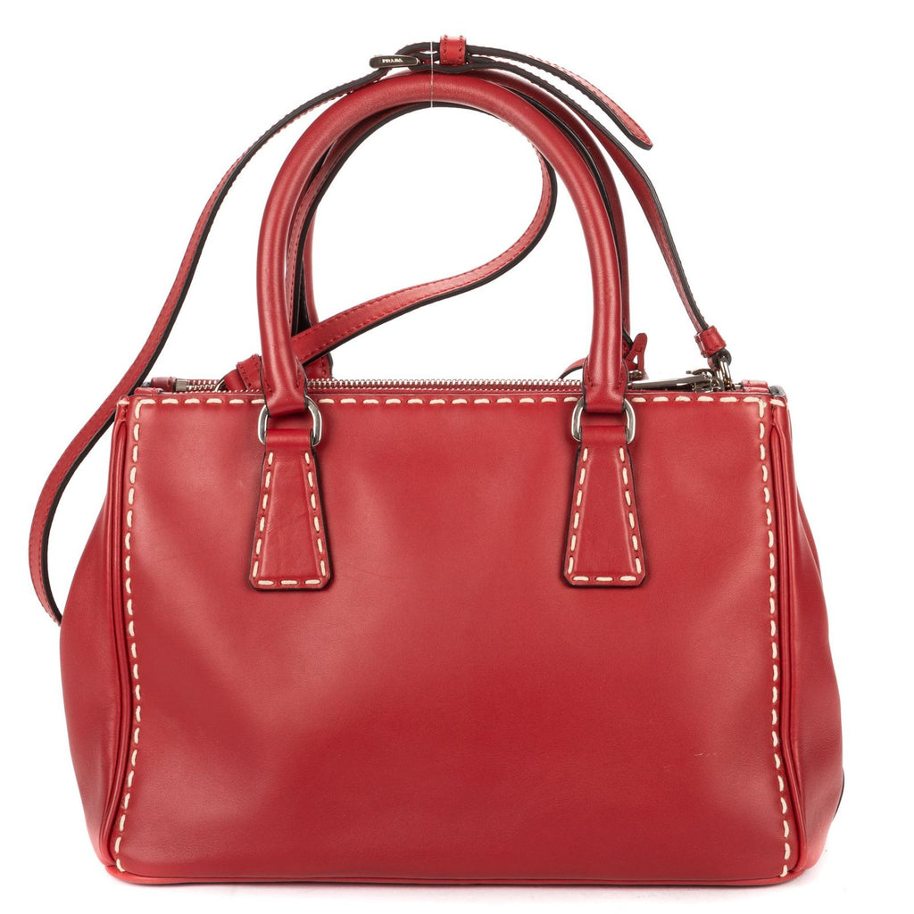 Prada Convertible Double Zip Tote Bag Red Stitched Smooth Calfskina — view 5