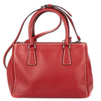 Prada Convertible Double Zip Tote Bag Red Stitched Smooth Calfskina — view 5