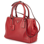 Prada Convertible Double Zip Tote Bag Red Stitched Smooth Calfskina — view 2