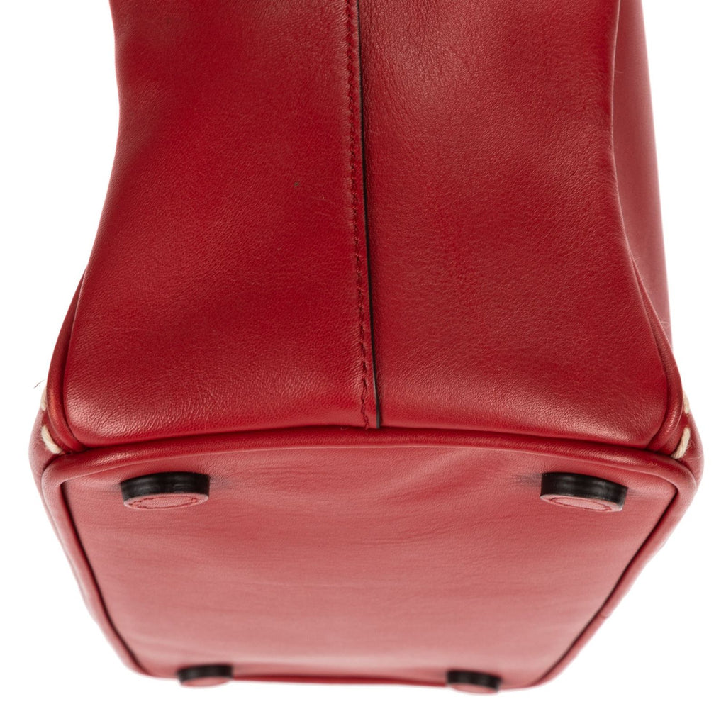 Prada Convertible Double Zip Tote Bag Red Stitched Smooth Calfskina — view 7