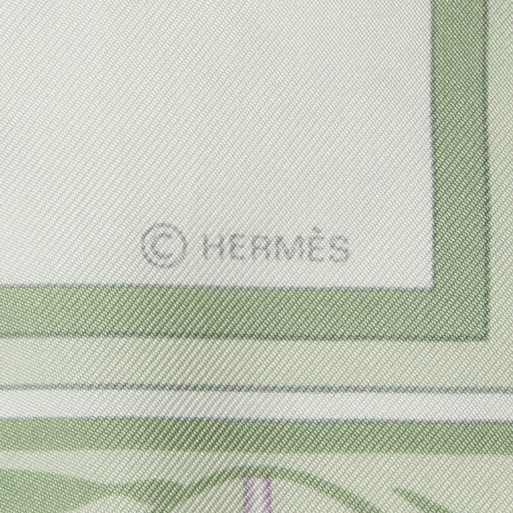 Hermes Scarf Green Lilac Pink Silk — view 4