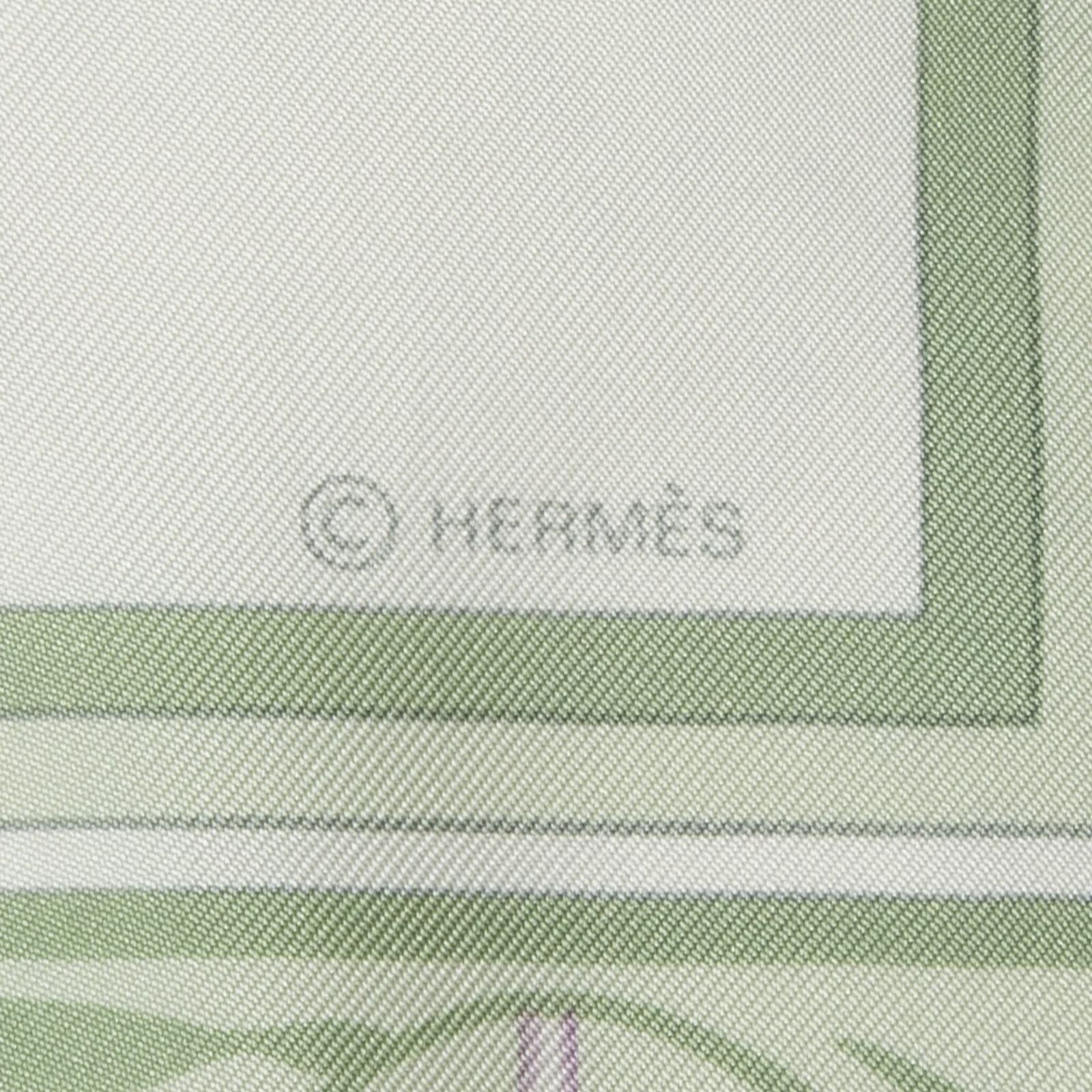 Hermes Scarf Green Lilac Pink Silk — view 4