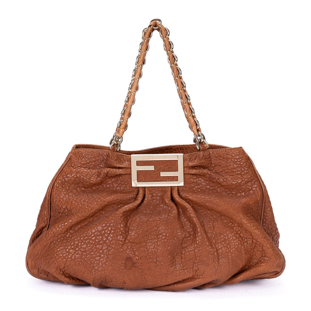 Fendi Small Hobo Tan Textured Leather