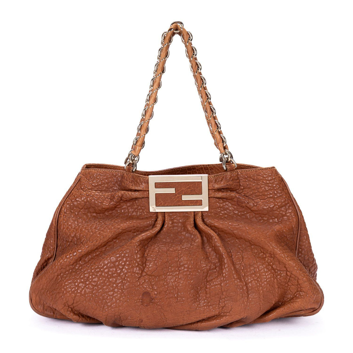 Fendi Small Hobo Tan Textured Leather