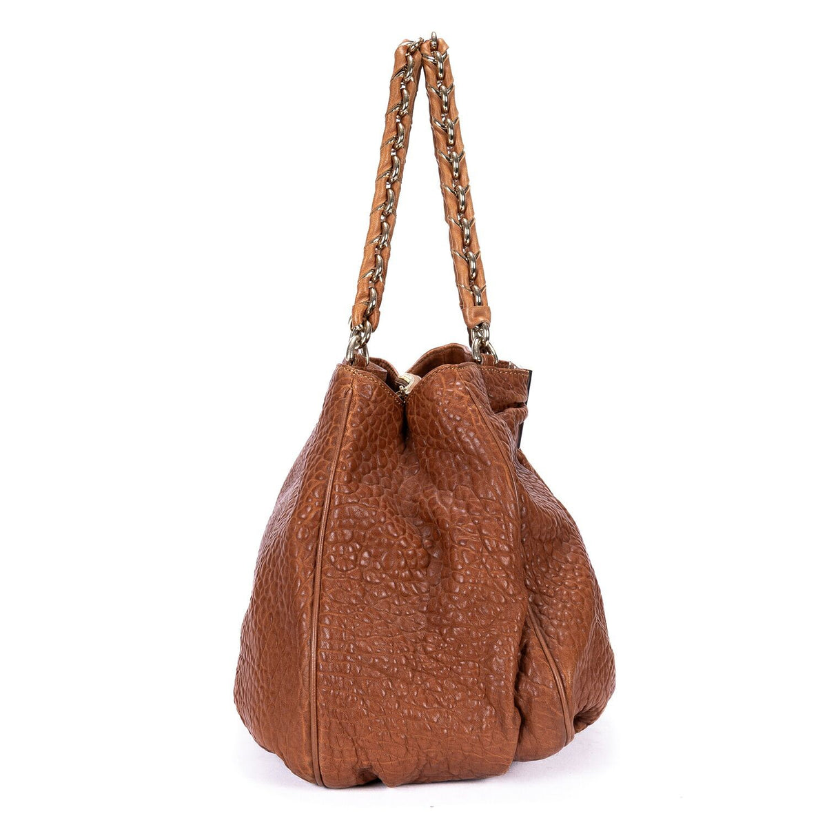 Fendi Small Hobo Tan Textured Leather — view 4