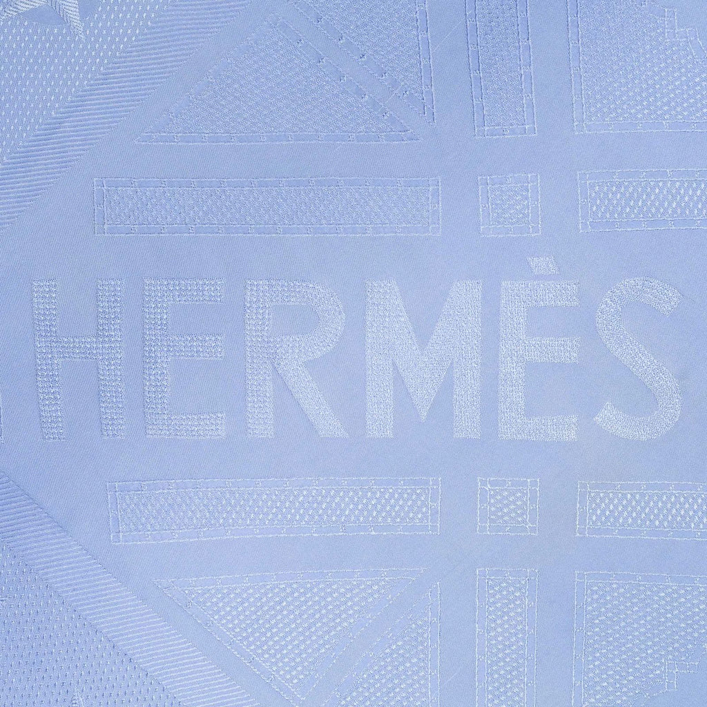 Hermes Scarf Blue 100% Jacquard Silk — view 4