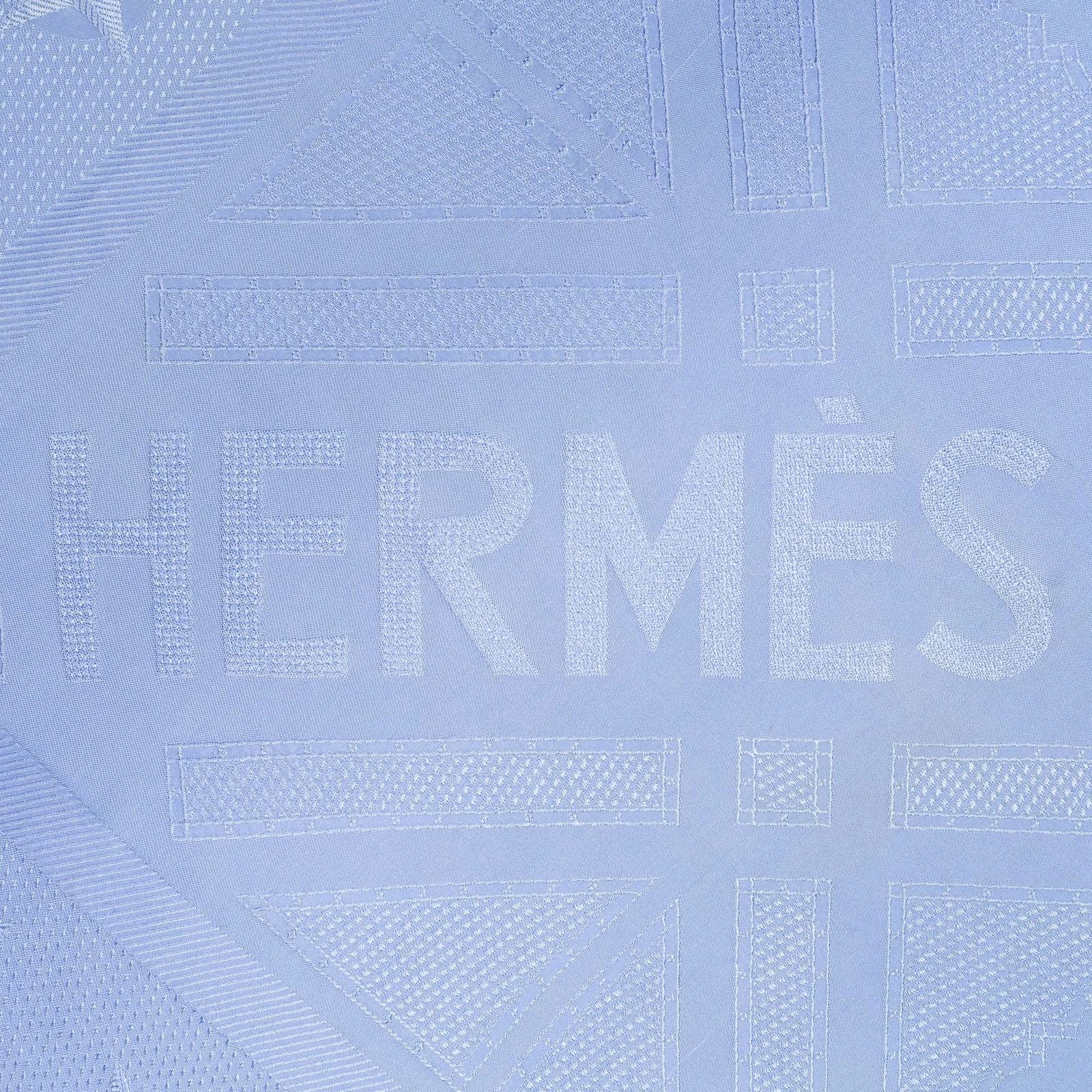 Hermes Scarf Blue 100% Jacquard Silk — view 4