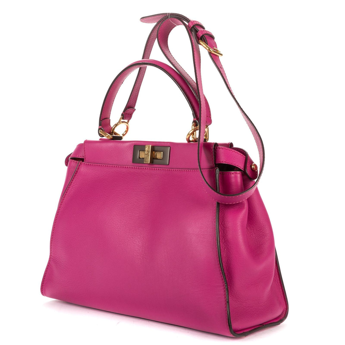 Fendi Peekaboo Fuchsia Selleria Leather Handbag — view 2