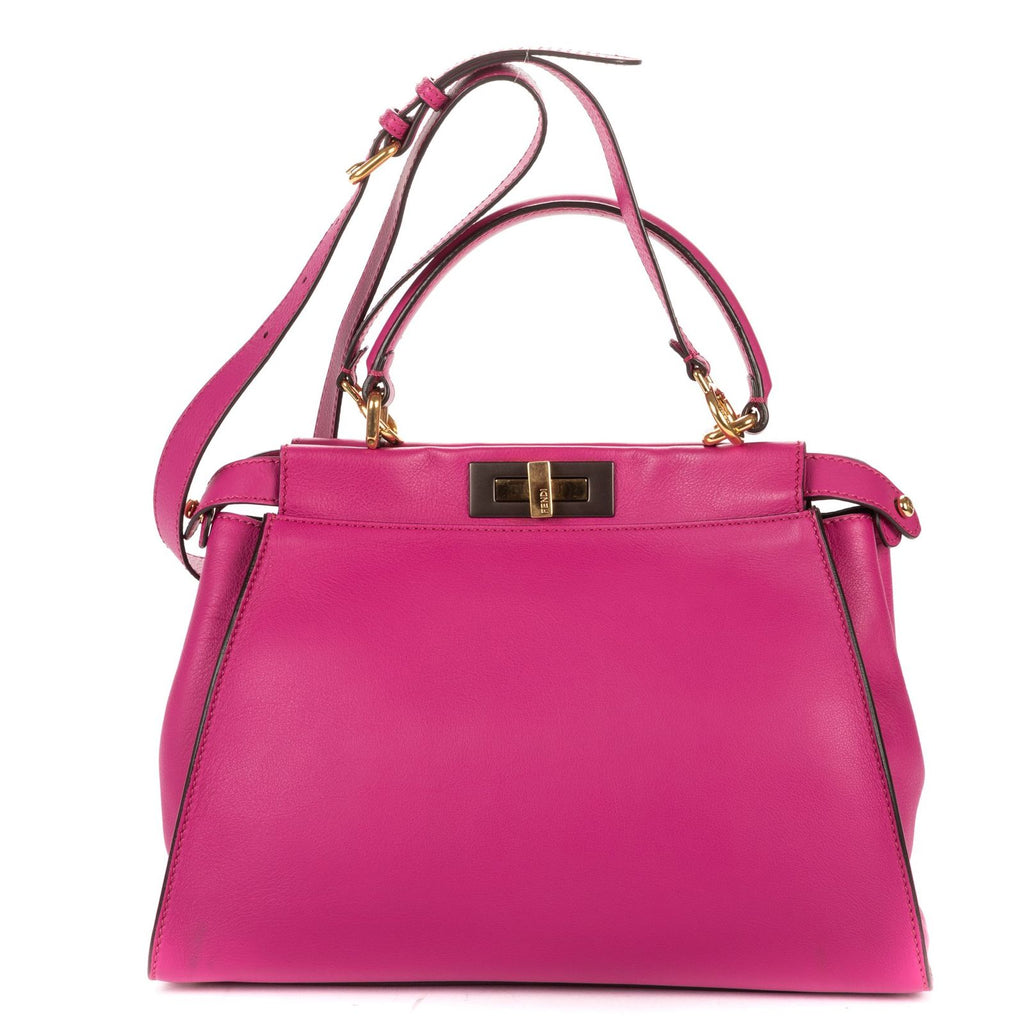 Fendi Peekaboo Fuchsia Selleria Leather Handbag — view 5