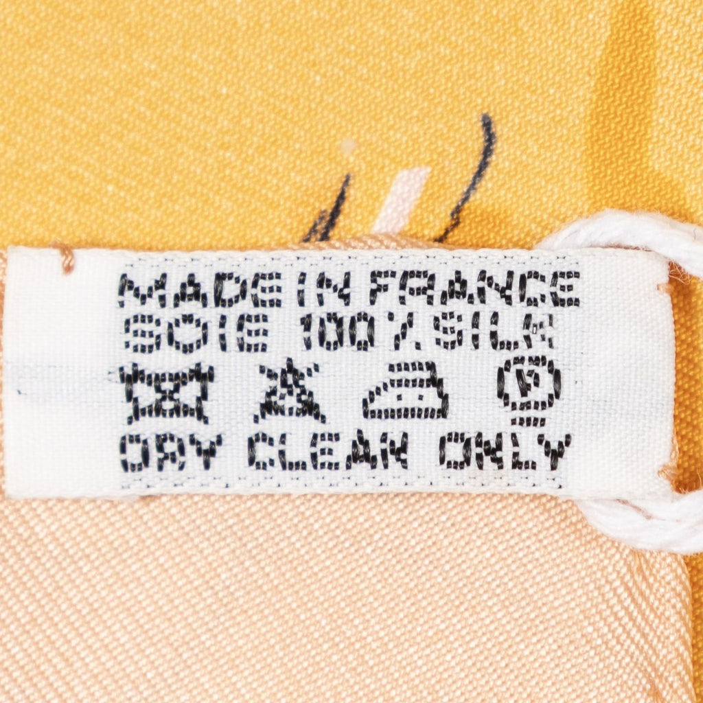 Hermes Scarf Orange Green Ivory 100% Twill Silk — view 5