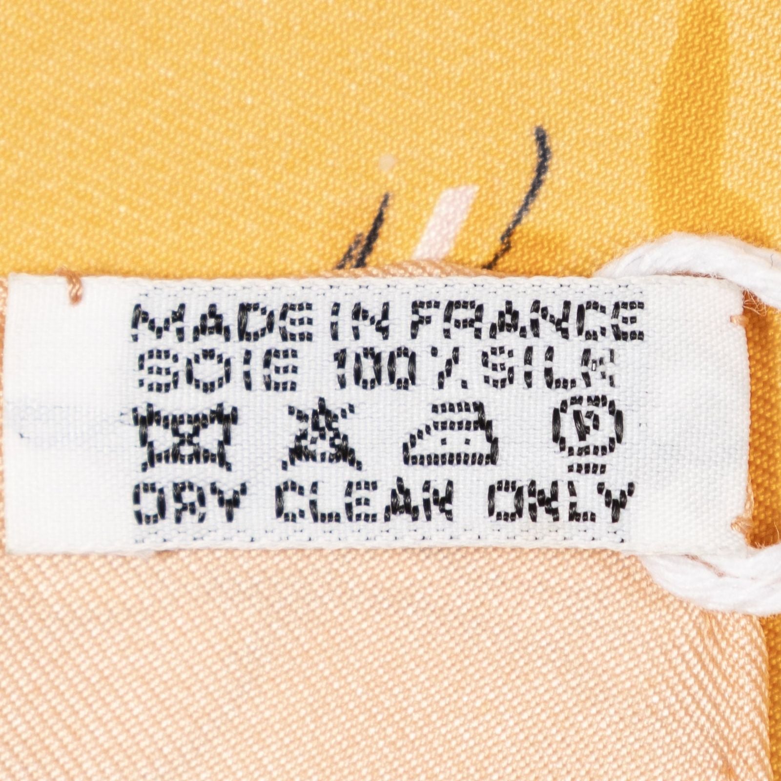 Hermes Scarf Orange Green Ivory 100% Twill Silk — view 5