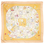 Hermes Scarf Orange Green Ivory 100% Twill Silk — view 2