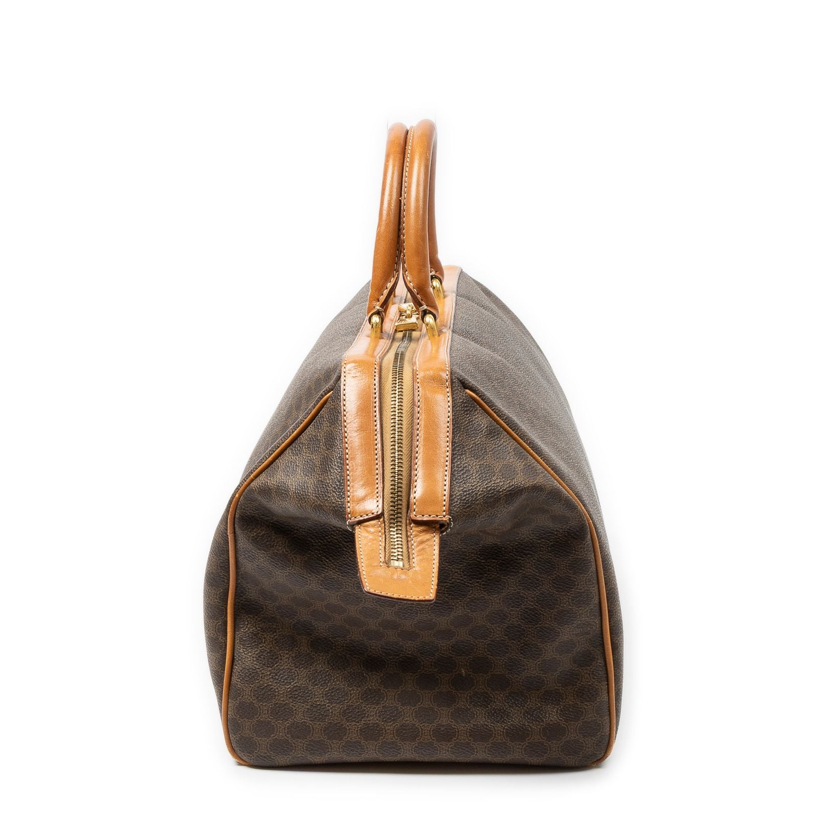 Celine Vintage Doctor's Bag Brown Tan Macadam Canvas — view 4