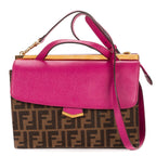 Fendi Demi Jour Crossbody Dark Brown Calfskin with Zucca Canvasa