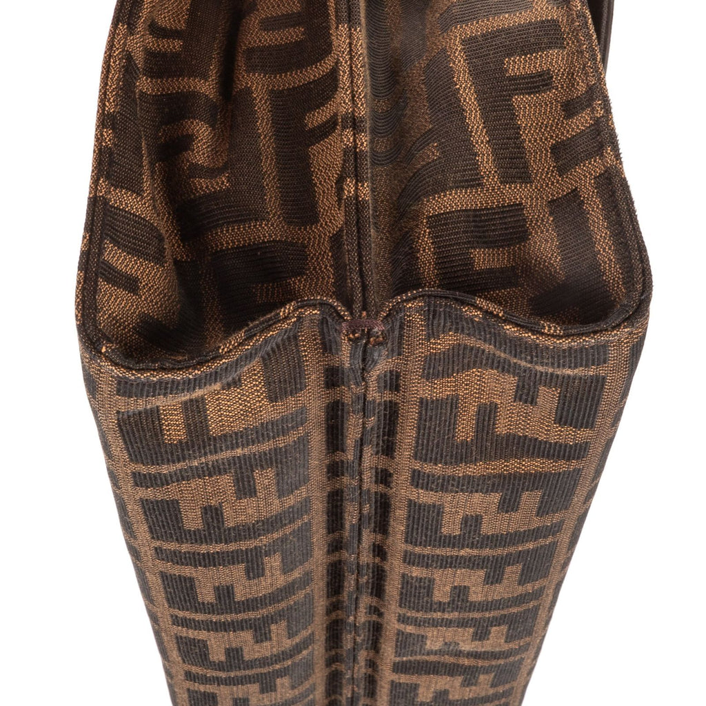 Fendi Demi Jour Crossbody Dark Brown Calfskin with Zucca Canvasa — view 8