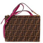 Fendi Demi Jour Crossbody Dark Brown Calfskin with Zucca Canvasa — view 5