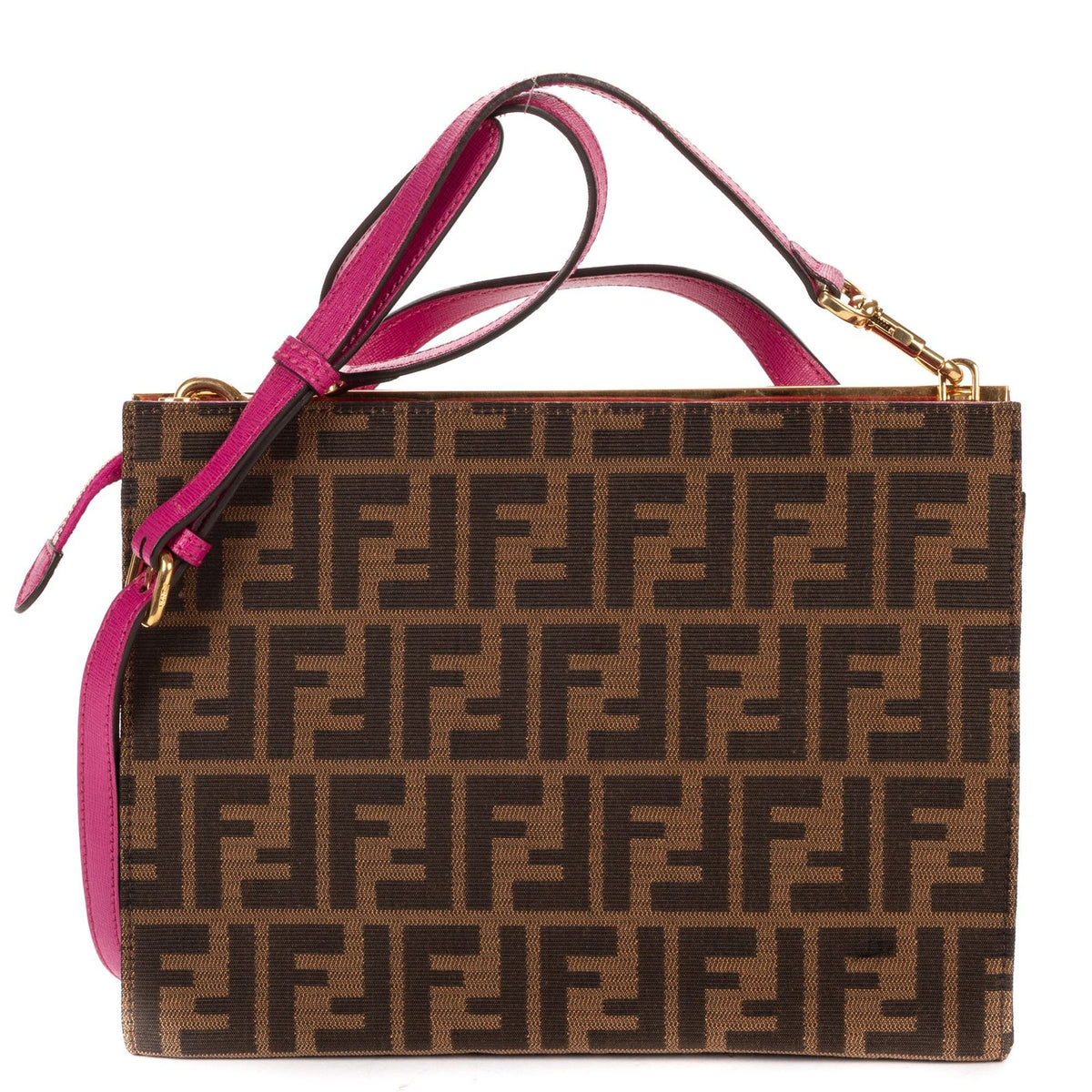 Fendi Demi Jour Crossbody Dark Brown Calfskin with Zucca Canvasa — view 5