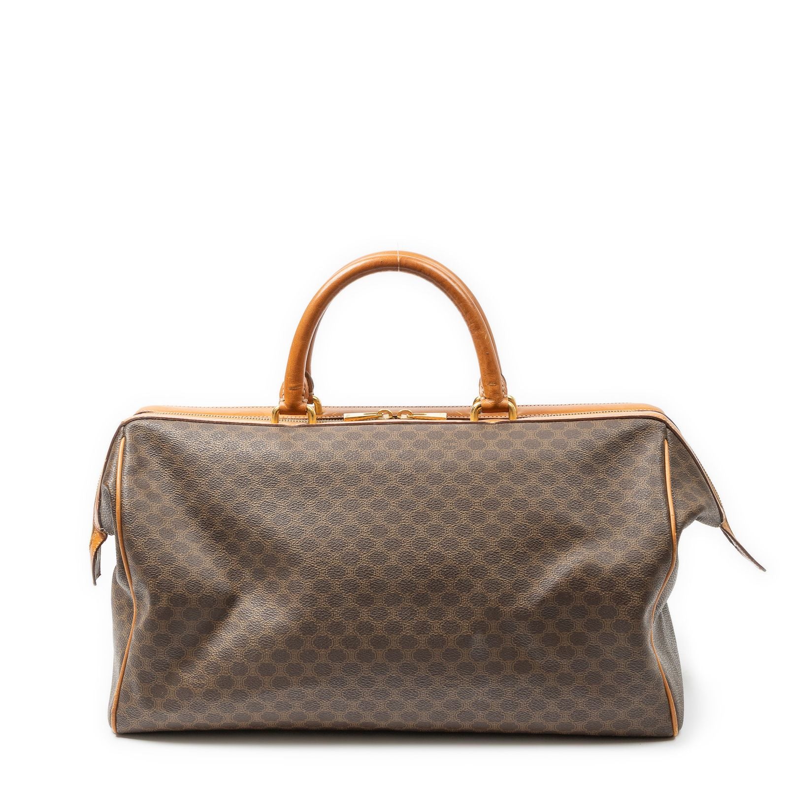 Celine Vintage Doctor's Bag Brown Tan Macadam Canvas — view 5
